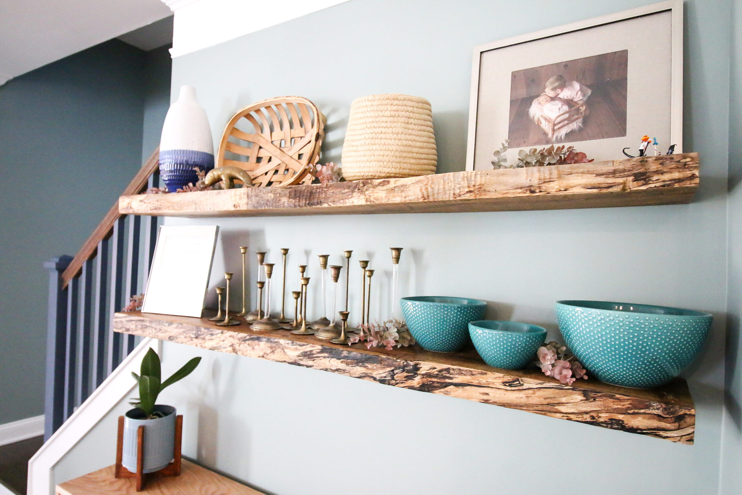 DIY live edge floating shelves